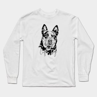 Funny Cattle Dog lover dog portrait Long Sleeve T-Shirt